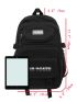 Letter Graphic Patch & Release Buckle Decor Functional Backpack