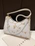 Flower Embroidery Baguette Bag Black Fashionable For Daily