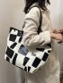 Geometric Pattern Shoulder Tote Bag