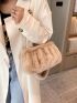 Faux Pearl Decor Fluffy Ruched Bag