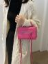 Mini Neon Pink Snap Button Flap Square Bag