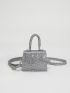 Mini Rhinestone Decor Flap Square Bag