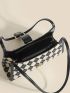 Argyle Pattern Buckle Decor Baguette Bag