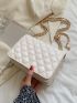 Mini Faux Pearl Decor Quilted Flap Chain Square Bag