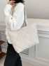 Quilted Pattern Shoulder Tote Bag, Mothers Day Gift For Mom