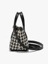 Mini Houndstooth Pattern Double Handle Square Bag