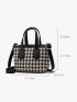 Mini Houndstooth Pattern Double Handle Square Bag