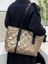 Quilted Detail Shoulder Tote Bag