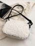 Contrast Binding Fuzzy Flap Square Bag