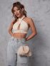 Mini Minimalist Solid Fuzzy Chain Dome Bag