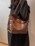 Vintage Design Studded Decor Shoulder Tote Bag