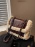 Fuzzy Panel Flap Chain Square Bag