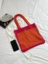 Two Tone Hollow Out Crochet Bag