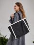 evolu  Fuzzy Trim Shoulder Tote Bag