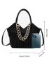 Chain Decor Ruched Shoulder Tote Bag