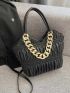 Chain Decor Ruched Shoulder Tote Bag