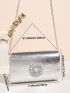 Mini Metallic Rhinestone Decor Square Bag