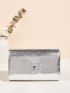 Mini Metallic Rhinestone Decor Square Bag