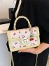 Mini Cherry Pattern Flap Square Bag