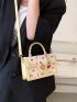 Mini Cherry Pattern Flap Square Bag