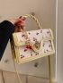 Mini Cherry Pattern Flap Square Bag