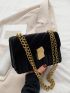 Quilted Chain Flap Square Bag