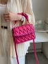 Mini Neon Pink Quilted Chain Decor Square Bag