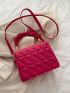 Mini Neon Pink Quilted Chain Decor Square Bag