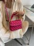 Mini Neon Pink Quilted Chain Decor Square Bag