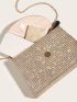 Rhinestone Decor Chain Flap Square Bag