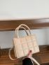 Mini Geometric Embossed Double Handle Square Bag