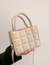 Mini Geometric Embossed Double Handle Square Bag