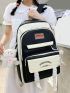 5pcs Patch Detail Functional Backpack Set