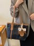 Twilly Scarf Decor Contrast Binding Shoulder Tote Bag