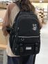 Bear & Letter Graphic Patch Decor Functional Backpack