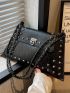 Studded Decor Chain Shoulder Tote Bag