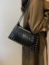 Studded Decor Chain Shoulder Tote Bag