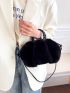 Braided Detail Fuzzy Satchel Bag