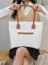 Zipper Detail Shoulder Tote Bag