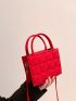 Mini Neon-red Quilted Square Bag