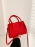 Mini Neon-red Stitch Detail Square Bag