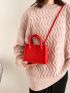 Mini Neon-red Stitch Detail Square Bag