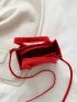 Mini Neon-red Stitch Detail Square Bag