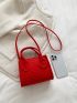 Mini Neon-red Stitch Detail Square Bag