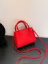 Mini Neon-red Stitch Detail Square Bag