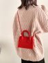 Mini Neon-red Stitch Detail Square Bag