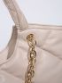 Quilted Detail Chain Decor Shoulder Tote Bag