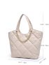 Quilted Detail Chain Decor Shoulder Tote Bag