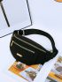 Metal Decor Zipper Waist Bag