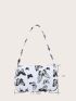 Trendy Zipper Shoulder Bag, Fashion Butterfly Pattern Underarm Bag, Stylish Chain Decor Purse